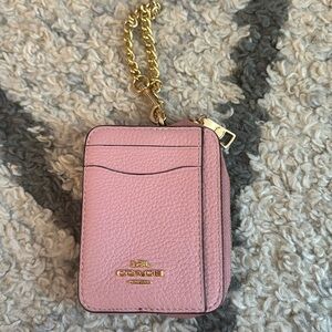 Coach zip card case with chain